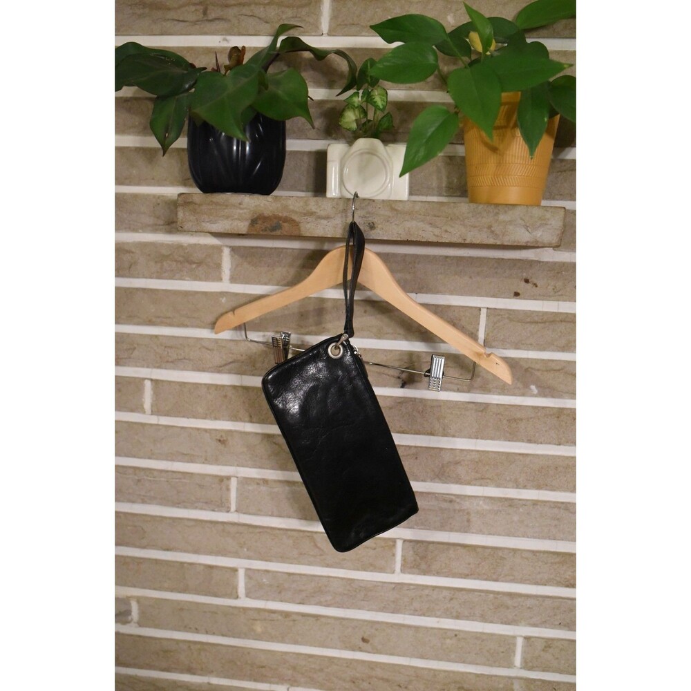 HOBO BAGS Vida large clutch wristlet bag Black leather
